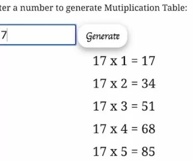 mutiplication table generator