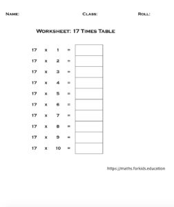 Multiplication Tables of 1 to 20 (With Printable Charts and Worksheets)